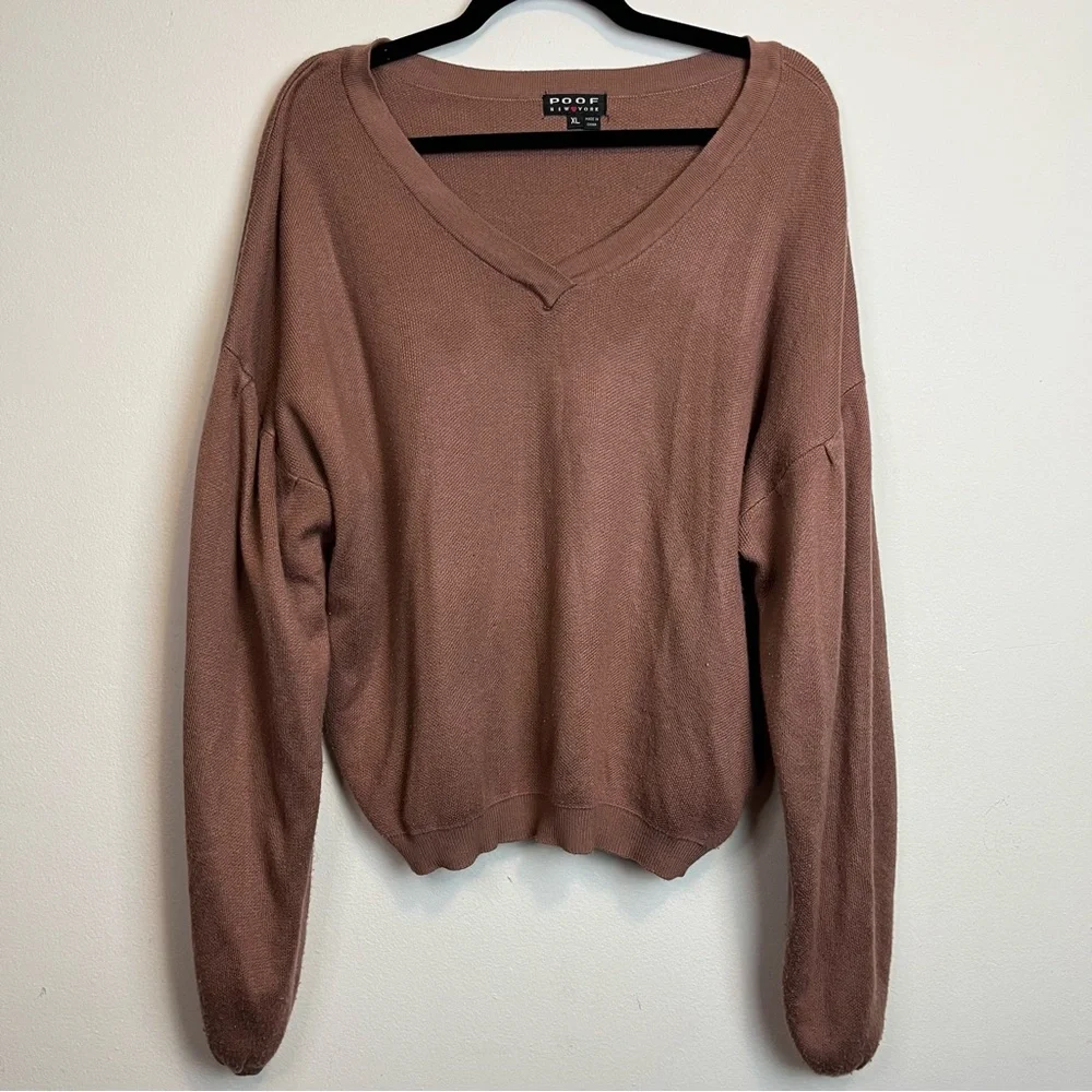 POOF Mauve Balloon Sleeve Long Sleeve Sweater Size XL Women - Picture 2 of 8